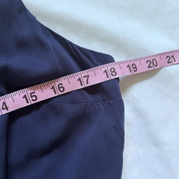 Modcloth sz L Sleeveless Dress V-neck Fit and Flare Blue Back Zip‎ and Bow - EUC - Picture 6 of 8